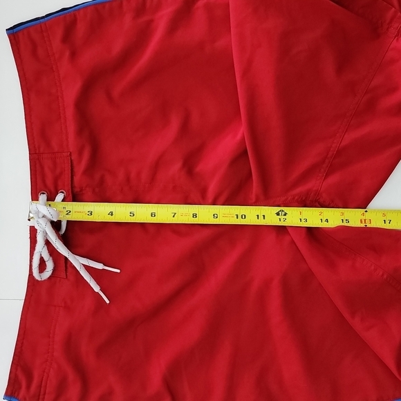 Chaps Men's Board Red Black White  Stripes Shorts Swim Trunks Key Pocket Size 36 - Picture 14 of 14